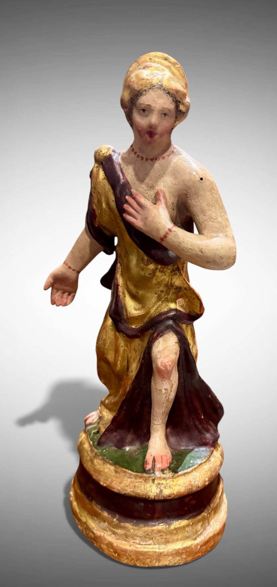 STATUA IN CARTAPESTA POLICROMA "FIGURA FEMMINILE" - XVII-XVIII SECOLO-photo-4