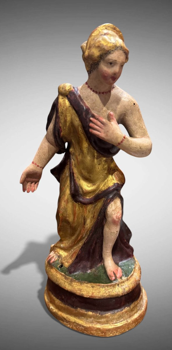 STATUA IN CARTAPESTA POLICROMA "FIGURA FEMMINILE" - XVII-XVIII SECOLO-photo-2