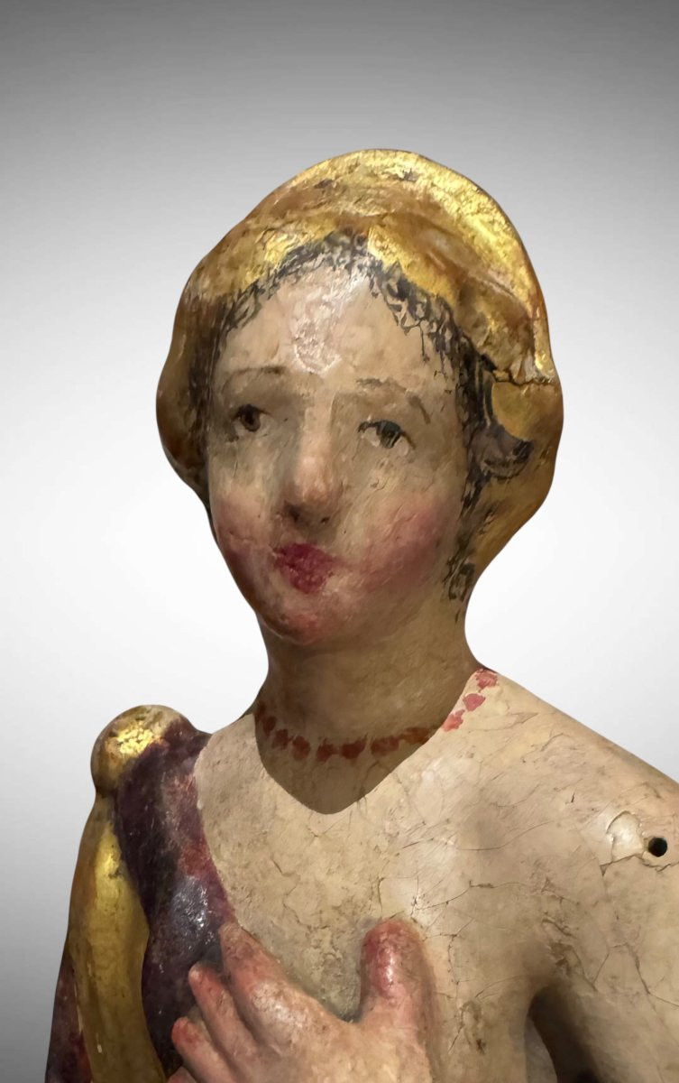STATUA IN CARTAPESTA POLICROMA "FIGURA FEMMINILE" - XVII-XVIII SECOLO-photo-3