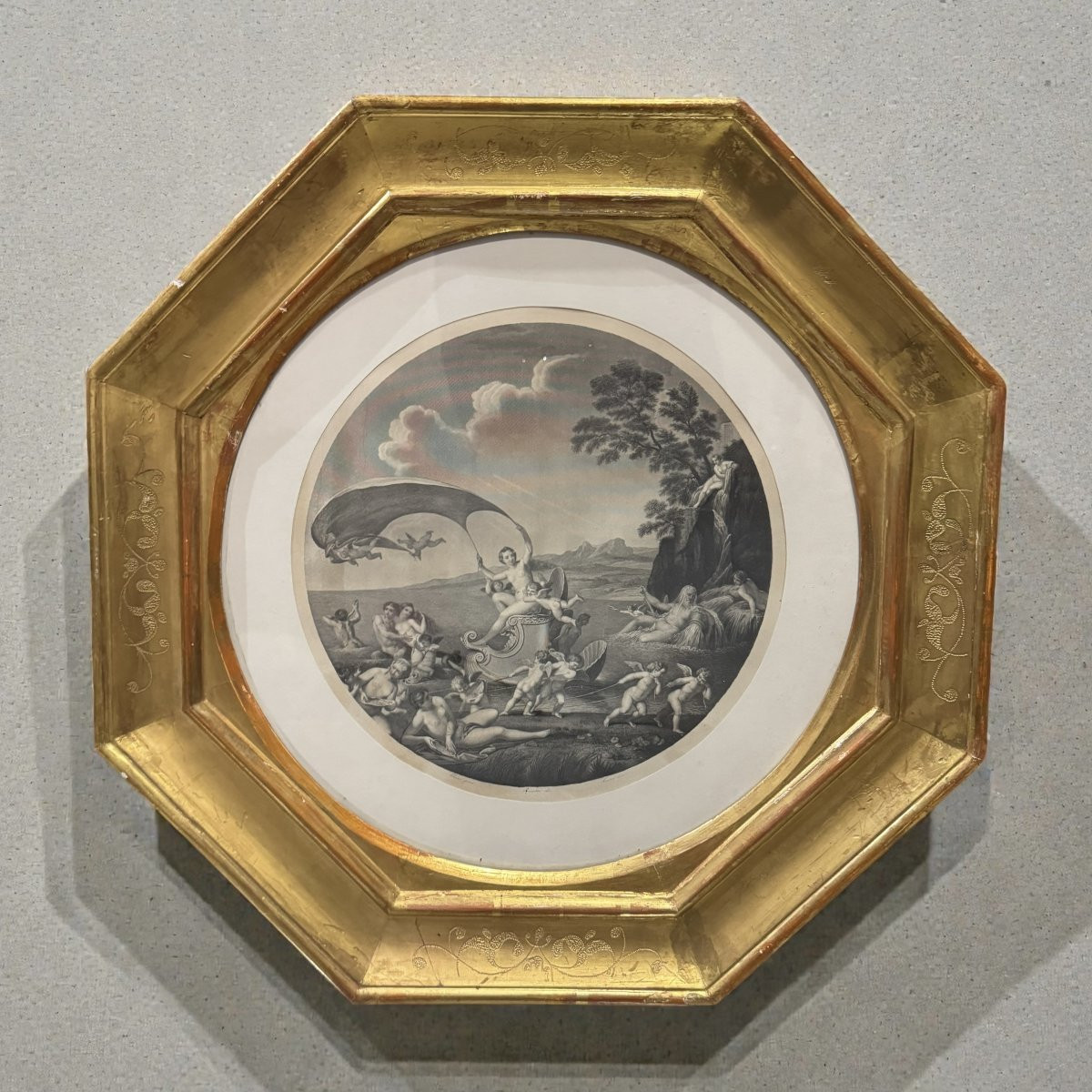 Set di tre incisioni antiche raffiguranti le allegorie dei tre elementi - da F.Albani-photo-2