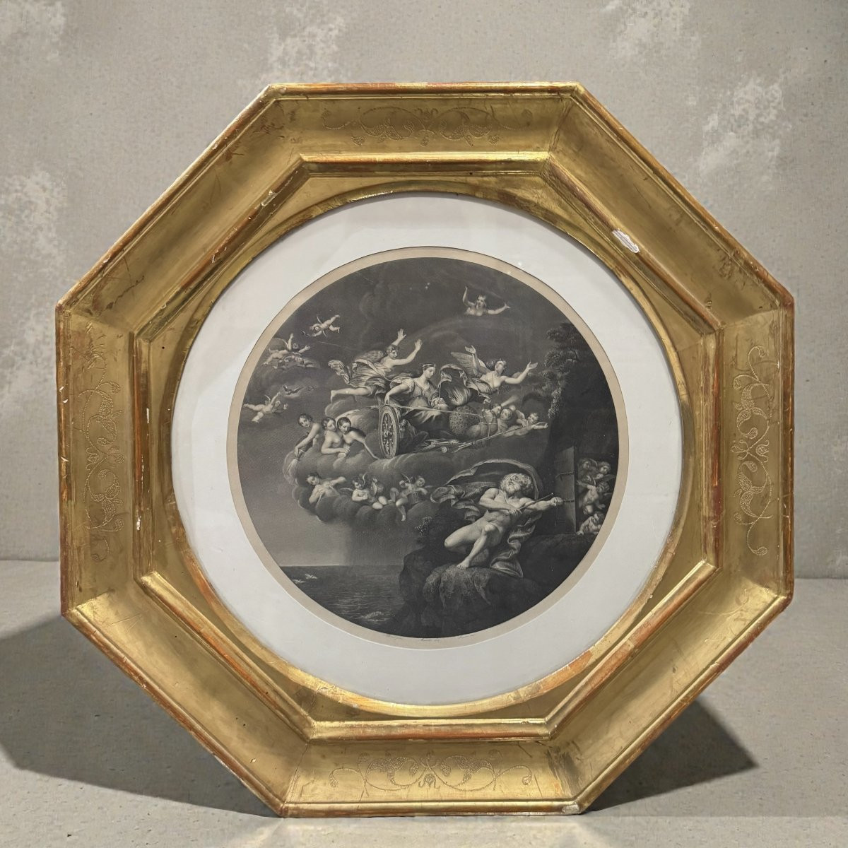 Set di tre incisioni antiche raffiguranti le allegorie dei tre elementi - da F.Albani-photo-3