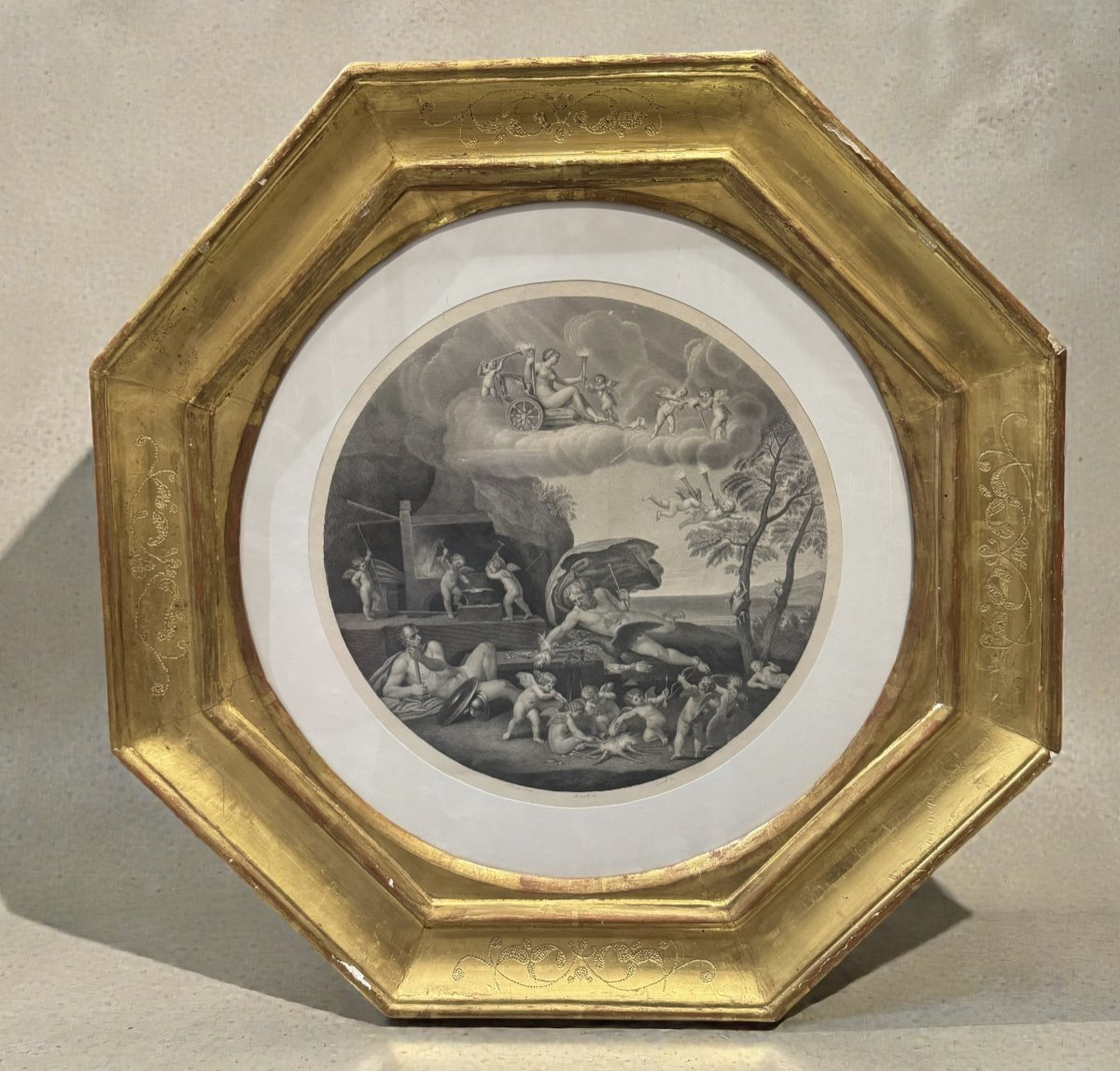 Set di tre incisioni antiche raffiguranti le allegorie dei tre elementi - da F.Albani-photo-4