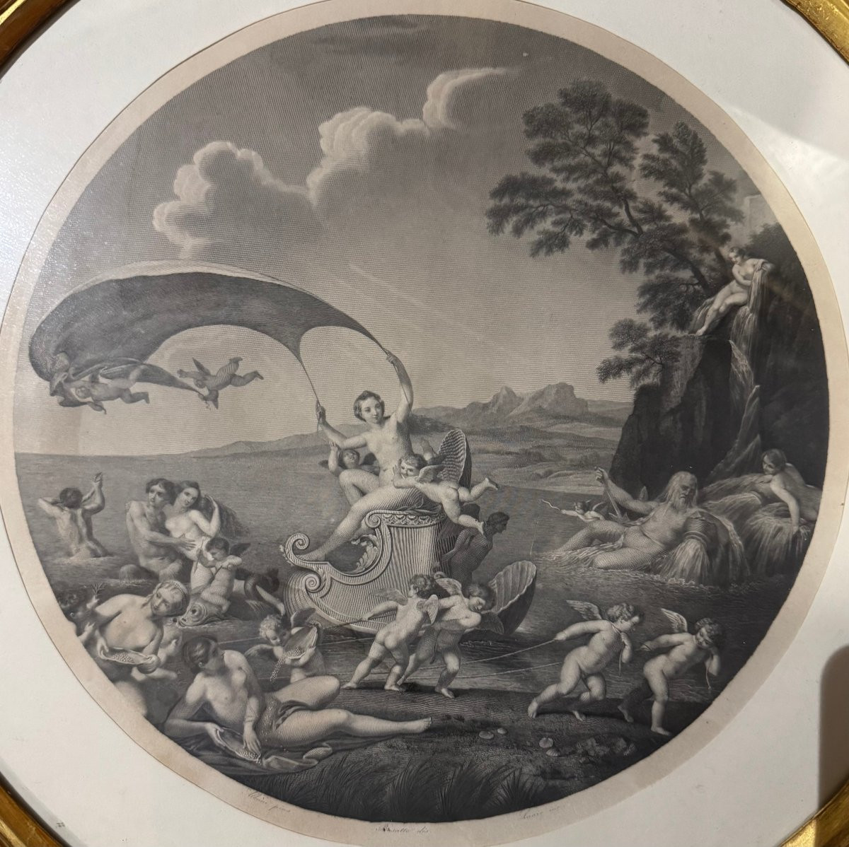 Set di tre incisioni antiche raffiguranti le allegorie dei tre elementi - da F.Albani-photo-1