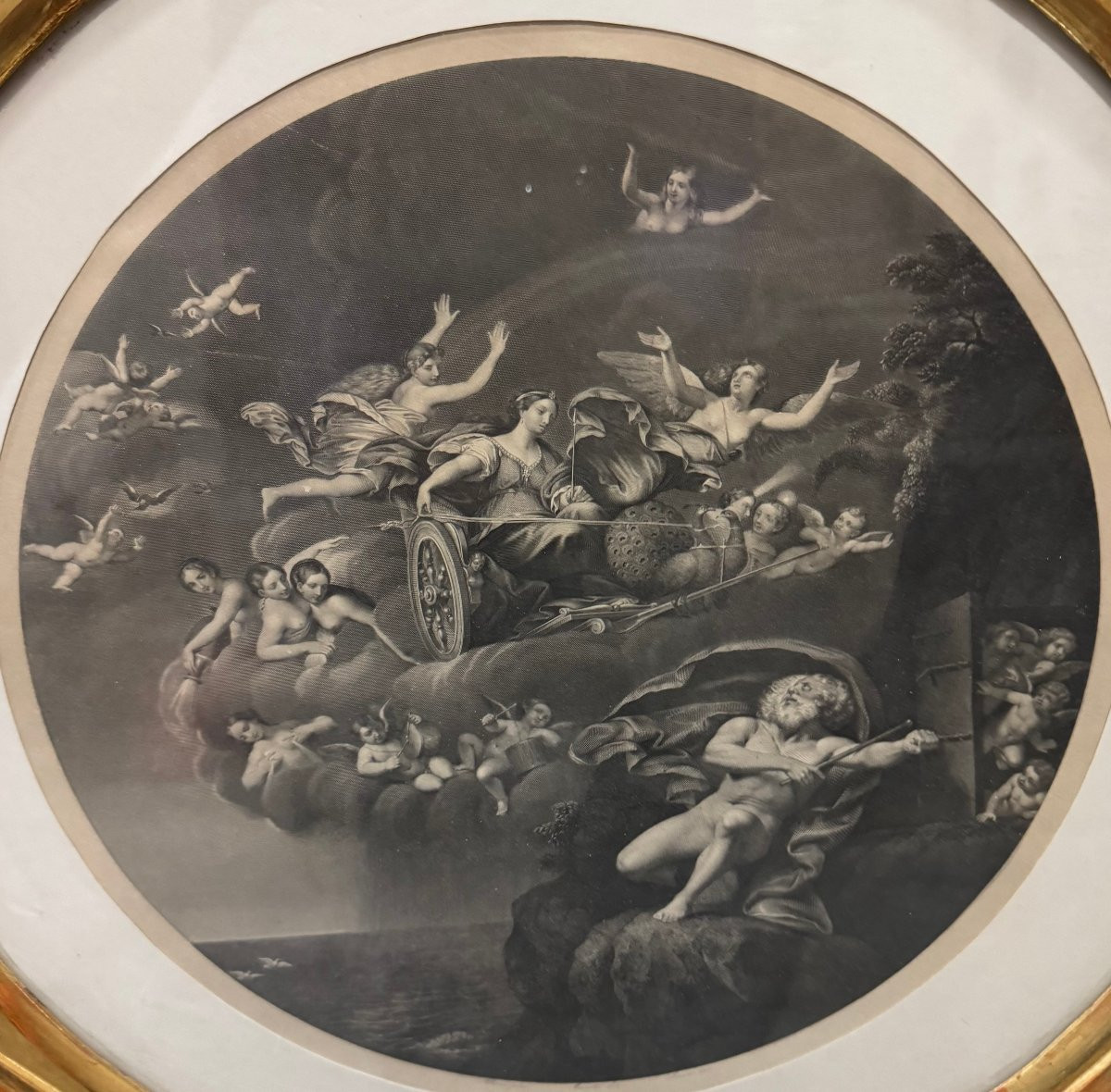 Set di tre incisioni antiche raffiguranti le allegorie dei tre elementi - da F.Albani-photo-2