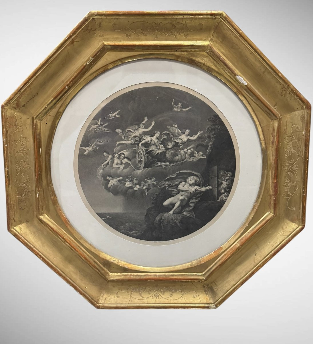 Set di tre incisioni antiche raffiguranti le allegorie dei tre elementi - da F.Albani-photo-6