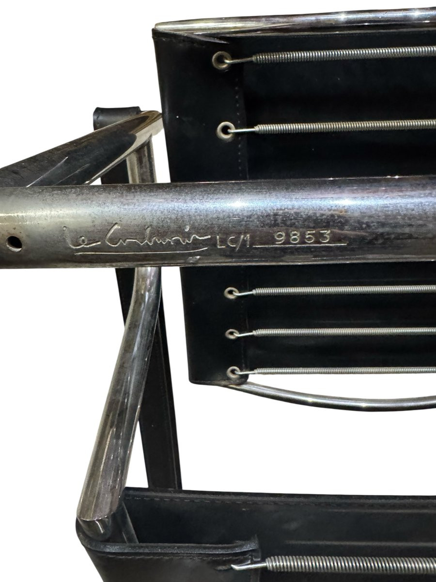 COPPIA DI SEDIE LE CORBUSIER LC1 BASCULANT – DESIGN MODERNISTA VINTAGE-photo-4