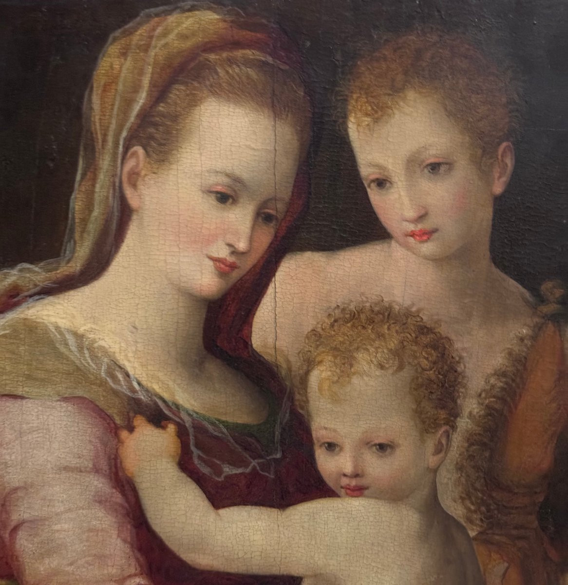 "Madonna con Bambino e S.Giovannino" dipinto su tavola XVI secolo.-photo-4