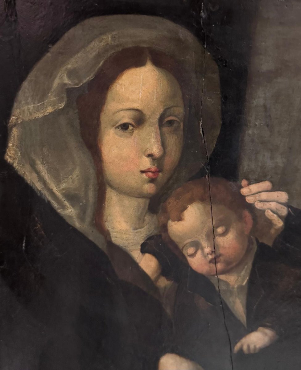 Maternità, Madonna con Bambino – Olio su tavola, XVII/XVIII secolo-photo-4