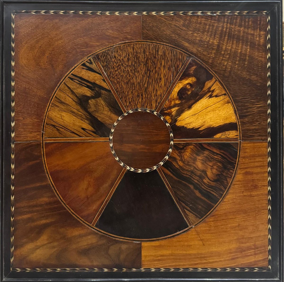 Antico tavolino quadrato intarsiato – XIX secolo stile Regency-photo-2