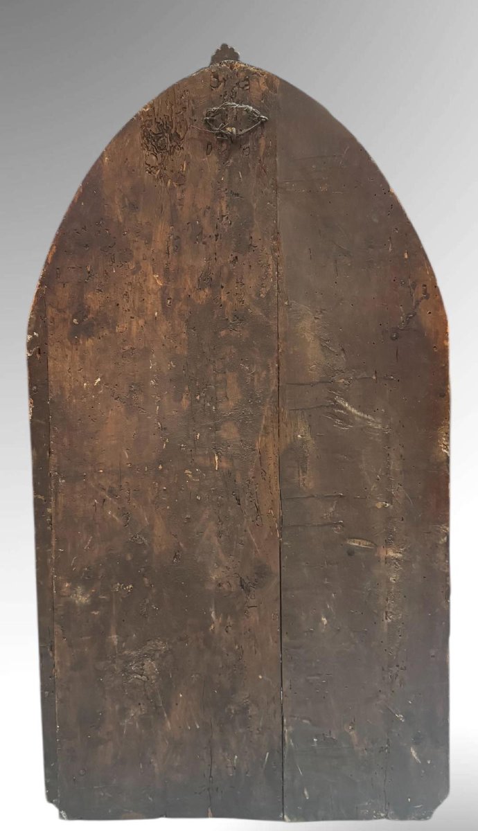 JONI I.F. - Madonna col Bambino e Angeli, Tempera su Tavola Fondo Oro-photo-4