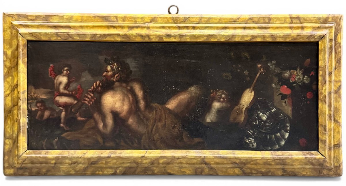 Pendant di dipinti antichi ad olio su tela “Scene allegoriche/mitologiche”-photo-3