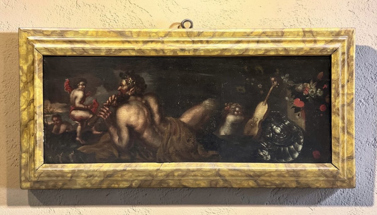 Pendant di dipinti antichi ad olio su tela “Scene allegoriche/mitologiche”-photo-7