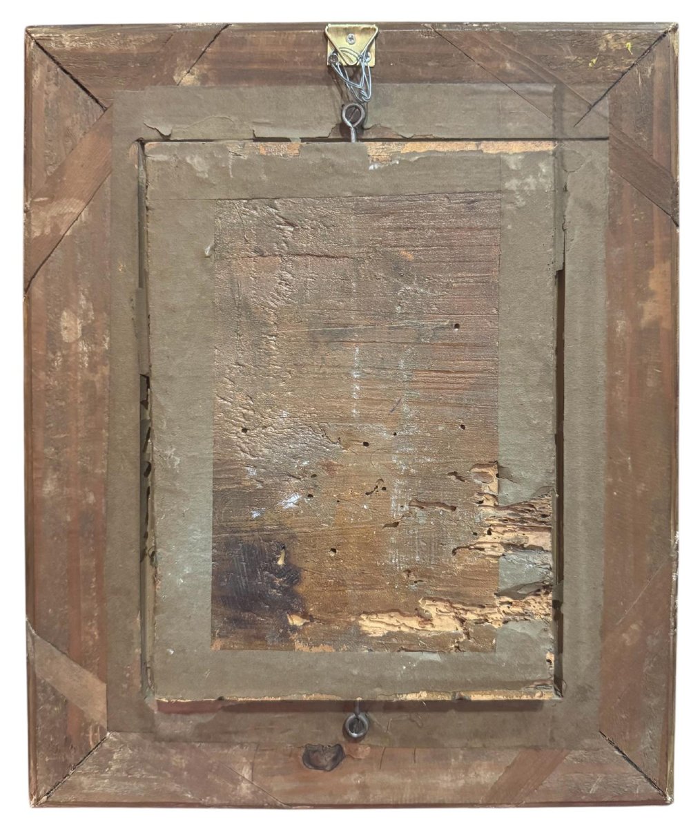 Ritratto di giovane nobildonna di profilo – Dipinto ad olio su tavola-photo-2