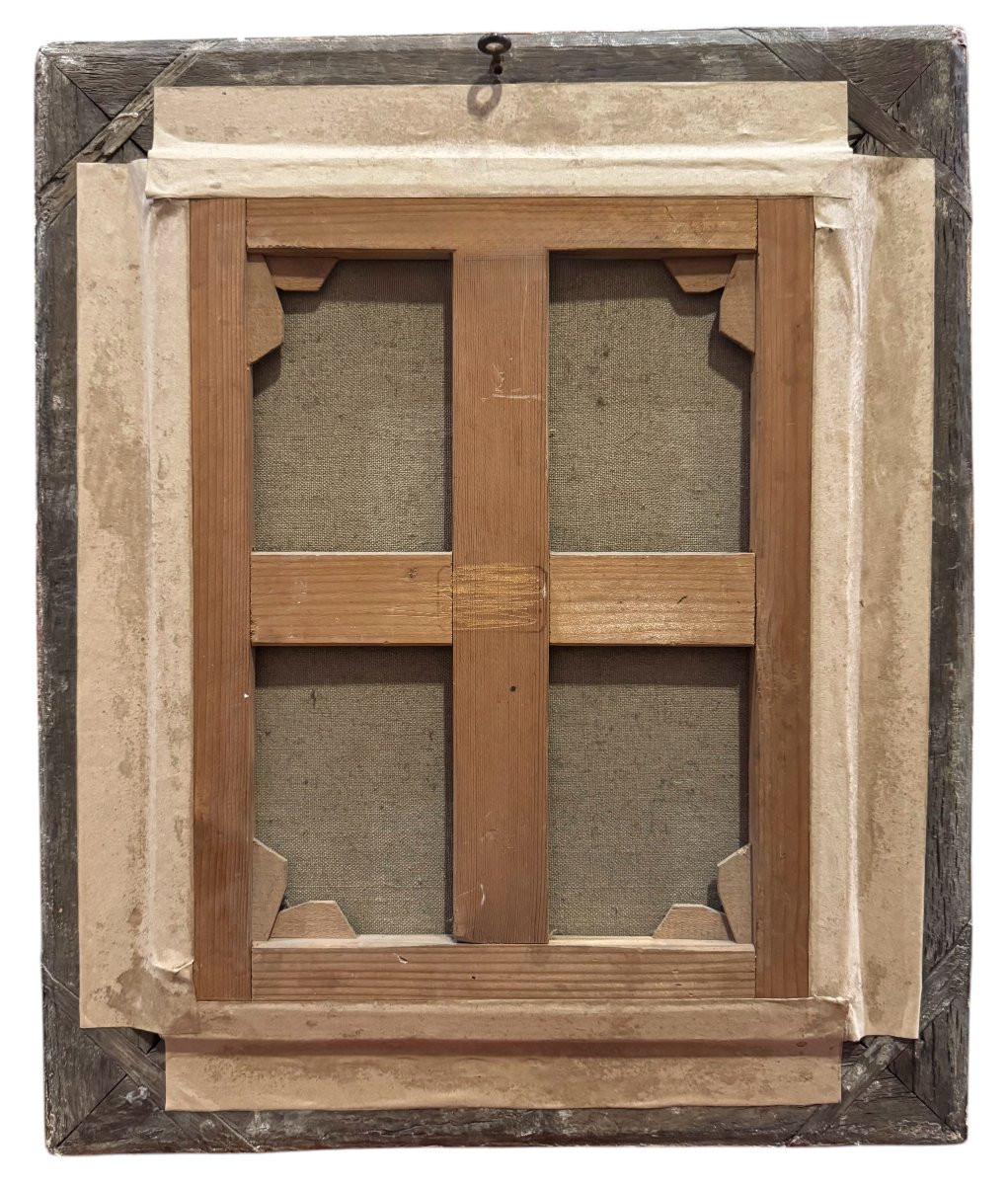 Portrait d'une jeune noble dame – Huile sur toile sous cadre doré – Louis XV-photo-3