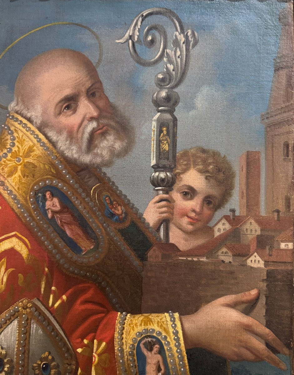 San Geminiano – dipinto antico ad olio su tela, XIX secolo.-photo-4