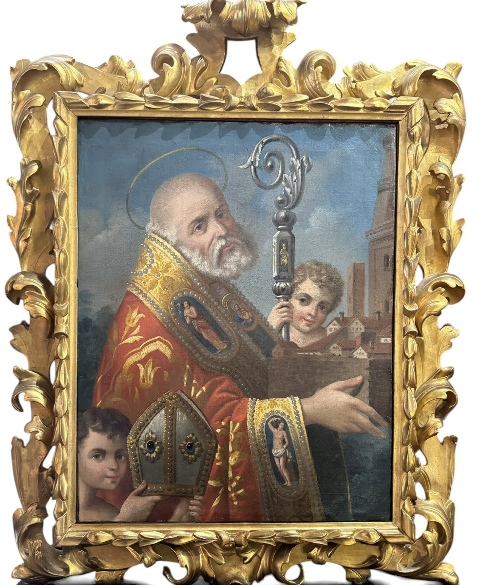 San Geminiano – dipinto antico ad olio su tela, XIX secolo.-photo-1