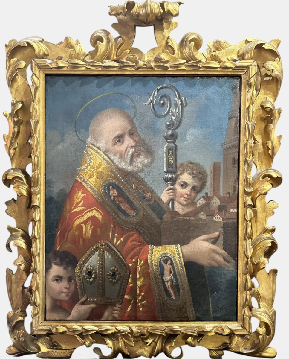 San Geminiano – dipinto antico ad olio su tela, XIX secolo.