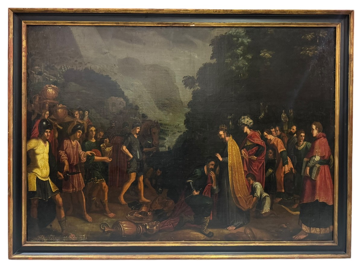 Grande dipinto antico – “Abramo e Melchisedek” – scuola italiana, XVII/XVIII secolo-photo-4