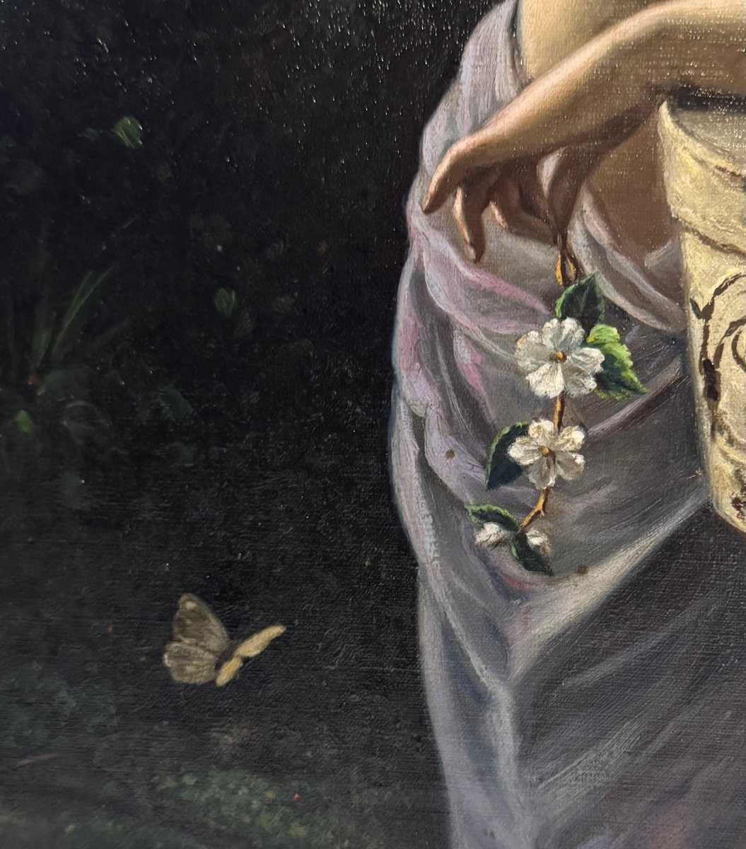 Dipinto su tela “Figura femminile allegorica con ali di farfalla” – E. De Luise-photo-4