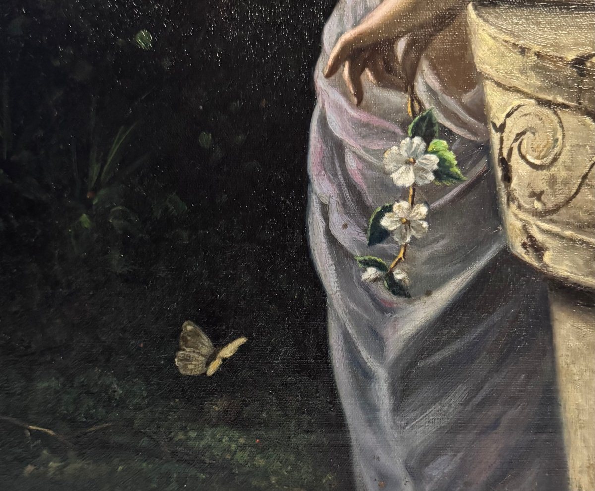 Dipinto su tela “Figura femminile allegorica con ali di farfalla” – E. De Luise-photo-4