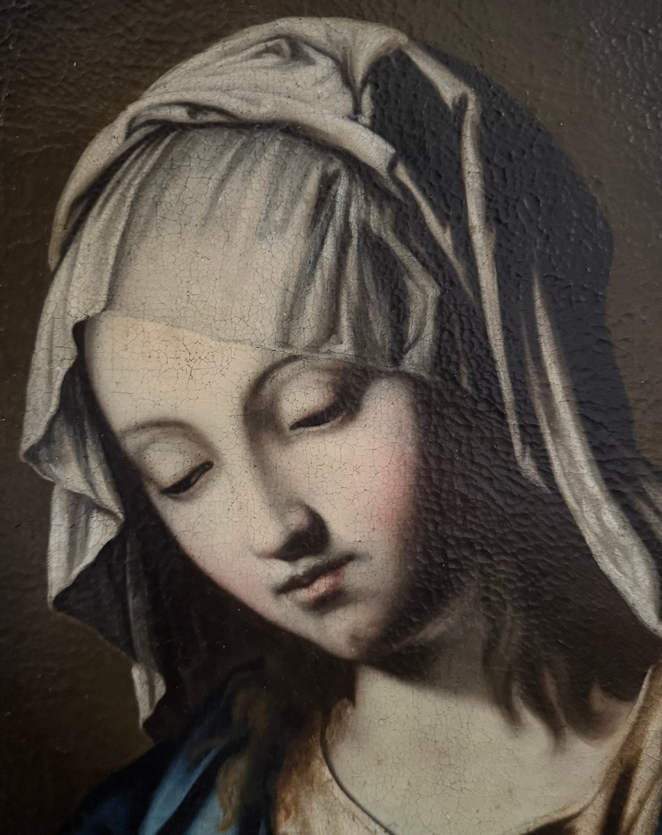 Madonna Orante, Sassoferrato bottega/cerchia di – Dipinto su tela-photo-3