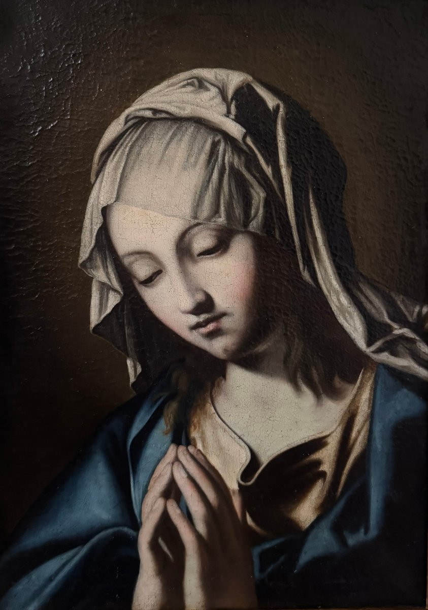 Madonna Orante, Sassoferrato bottega/cerchia di – Dipinto su tela-photo-4