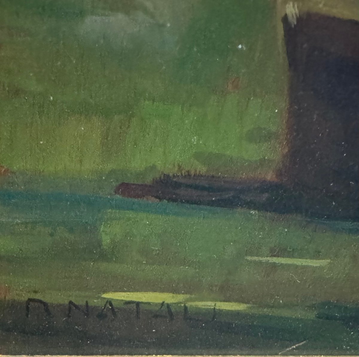 Renato Natali – Paesaggio Notturno con Pozzo e Casolare, Olio su Tavoletta-photo-3