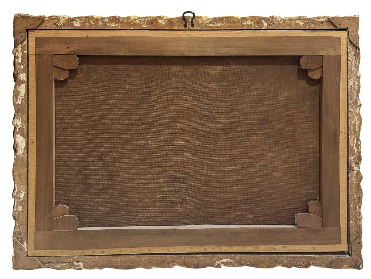COPPIA DI PAESAGGI CON CAPRICCI ARCHITETTONICI – OLIO SU TELA, XVIII SECOLO-photo-1