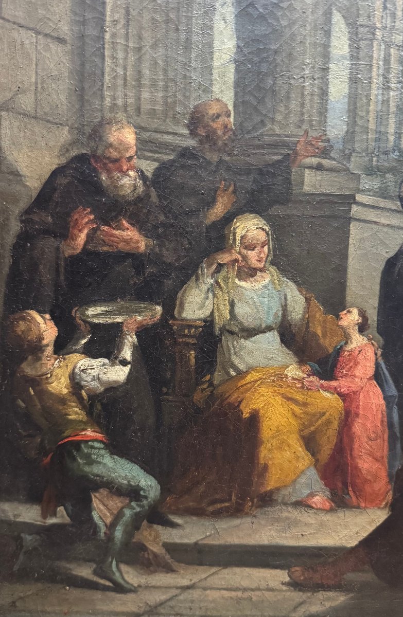 S.Anna e l’educazione della Vergine Maria, dipinto su tela, XIX secolo-photo-3