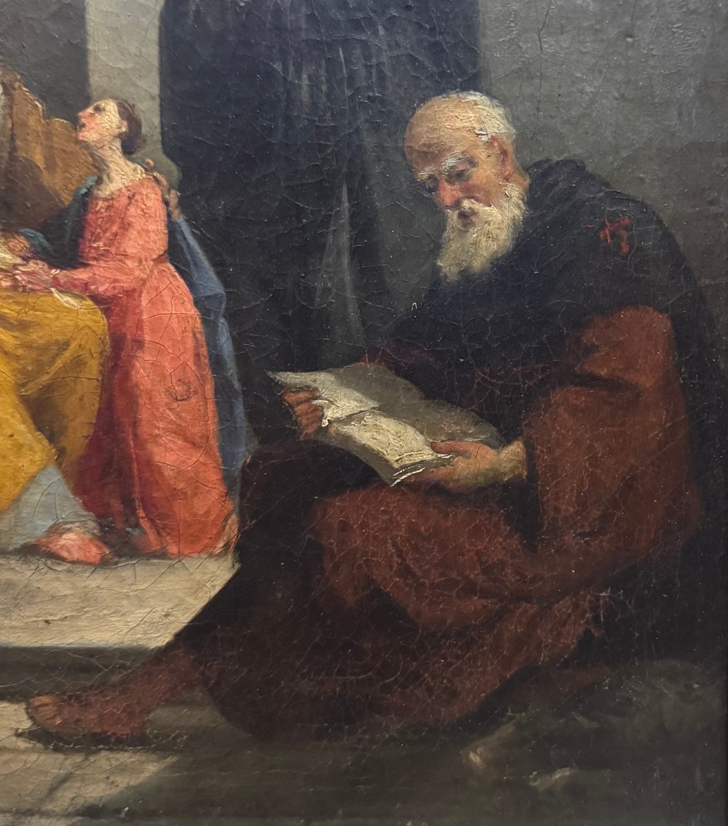 S.Anna e l’educazione della Vergine Maria, dipinto su tela, XIX secolo-photo-1