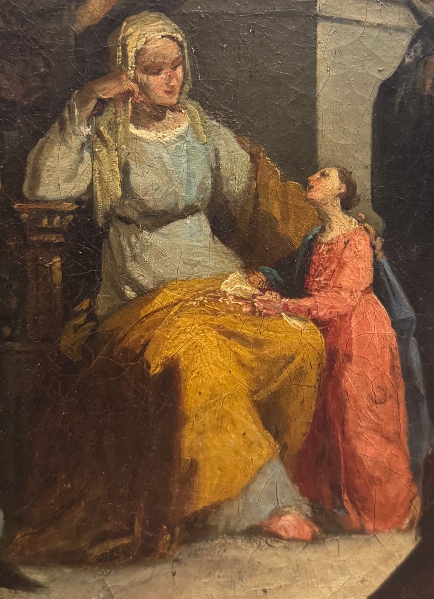 S.Anna e l’educazione della Vergine Maria, dipinto su tela, XIX secolo-photo-3