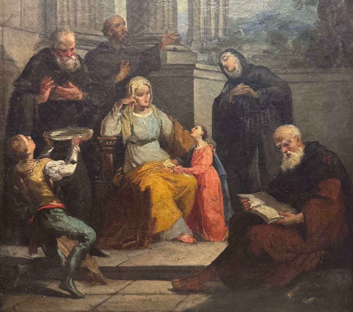S.Anna e l’educazione della Vergine Maria, dipinto su tela, XIX secolo-photo-4