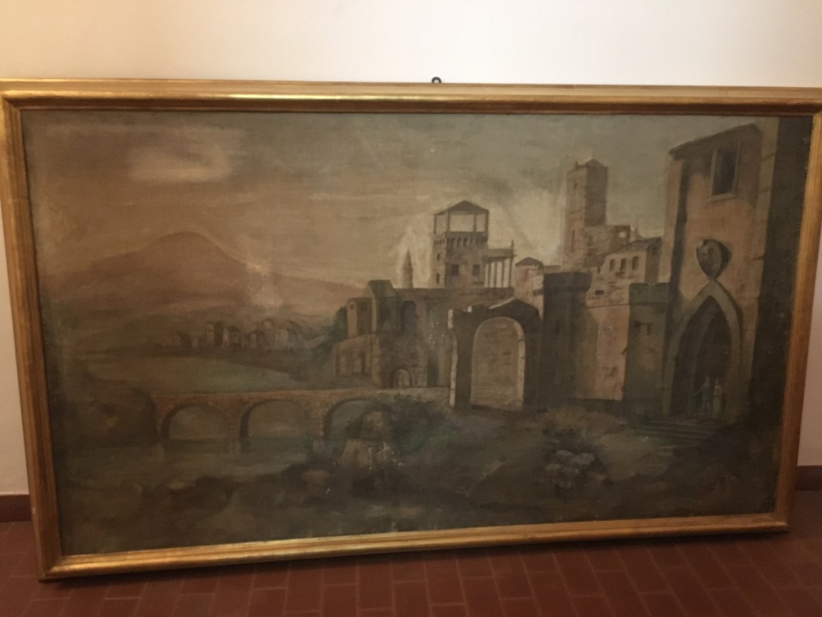 Paire De Grands Tempers Sur Toile Avec Paysages-photo-2