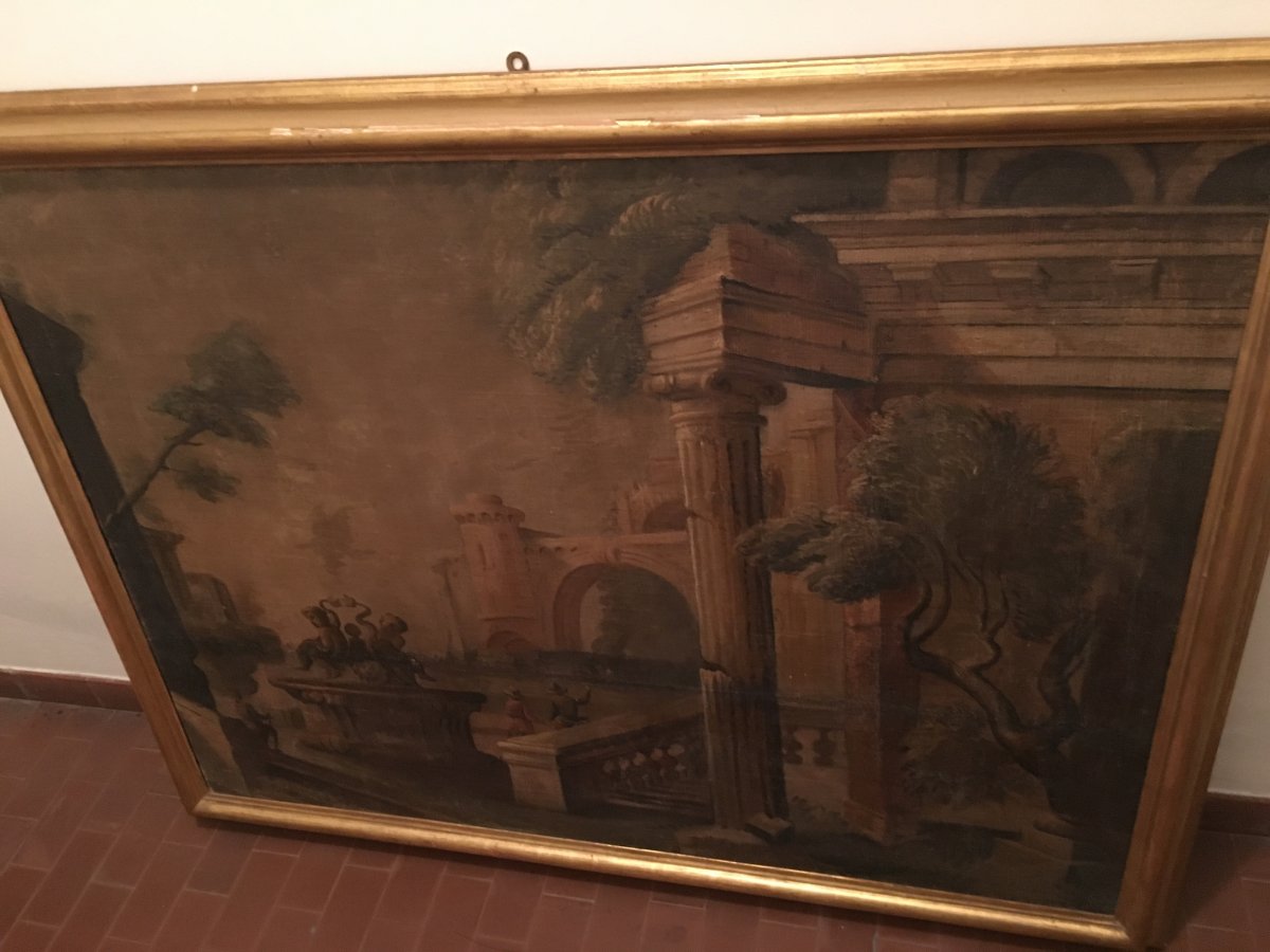 Paire De Grands Tempers Sur Toile Avec Paysages-photo-3