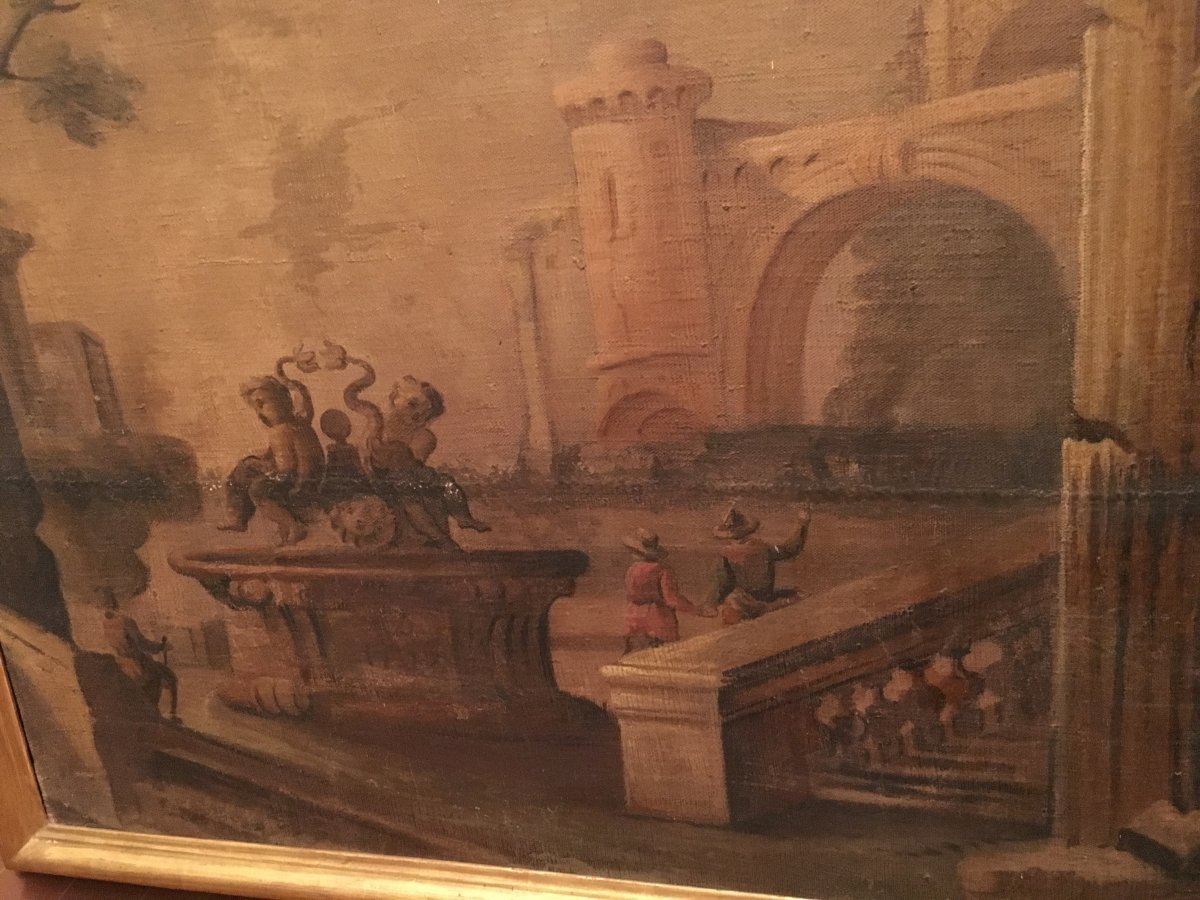 Paire De Grands Tempers Sur Toile Avec Paysages