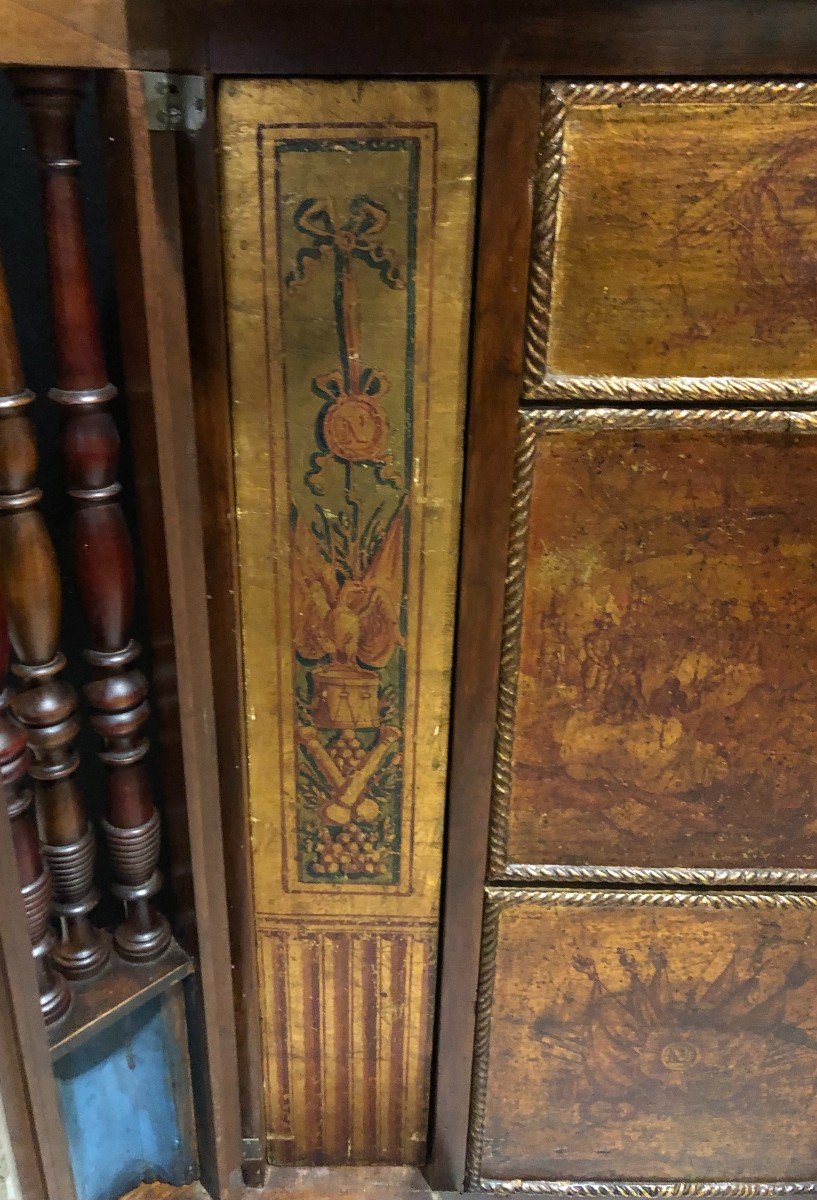 Cabinet En Noyer à 3 Tiroirs décorée d'armoiries napoléoniennes-photo-3