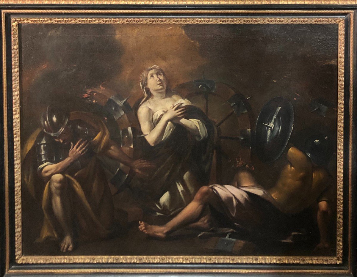 Martyre De Sainte Catherine d'Alexandrie - Peinture Sur Toile Du XVIIe Siècle