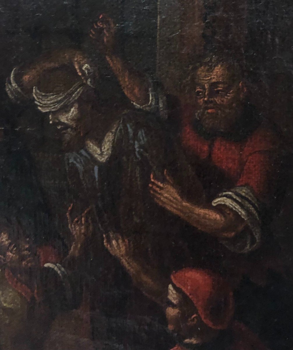 Christ Moqué - Peinture à l'Huile Flamande Sur Toile 17ème Siècle.-photo-2