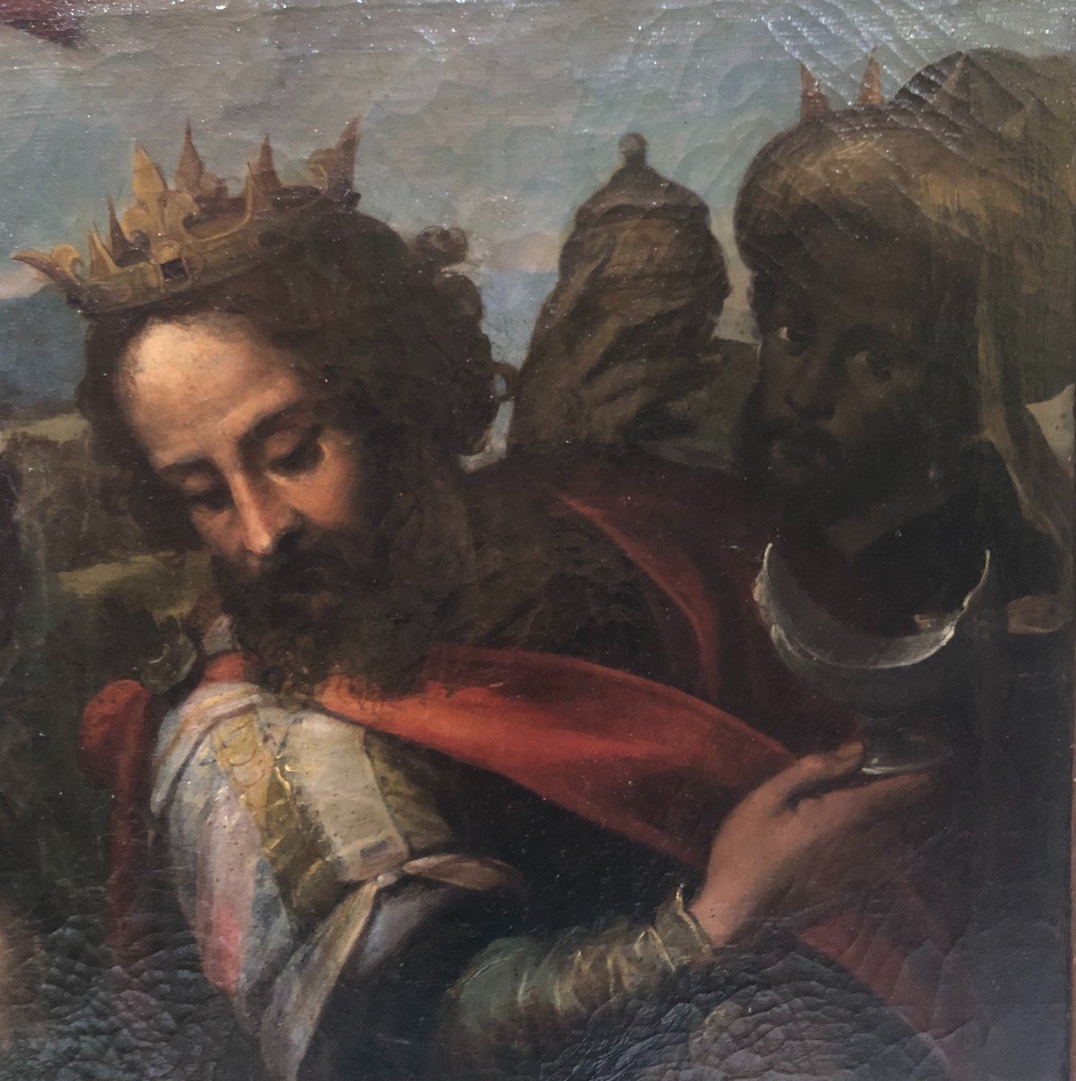 SACRA FAMIGLIA CON ADORAZIONE DEI MAGI - dipinto ad olio su tela attr. ad Alessandro Casolani-photo-2