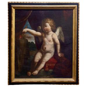 BARTOLOMEO GENNARI - "Omnia vincit amor" dipinto ad olio su tela