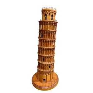 Grand Tour – Modellino della Torre di Pisa in legno – XIX secolo.
