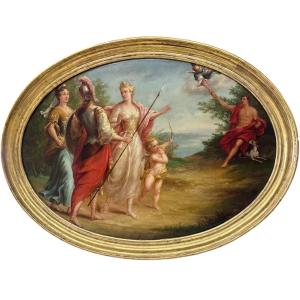 IL GIUDIZIO DI PARIDE - Dipinto su tela ultimo quarto del XVIII secolo