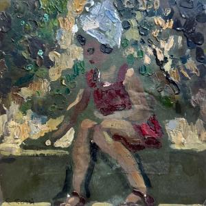 CARLO CORSI - Ritratto di bambina seduta - XX secolo