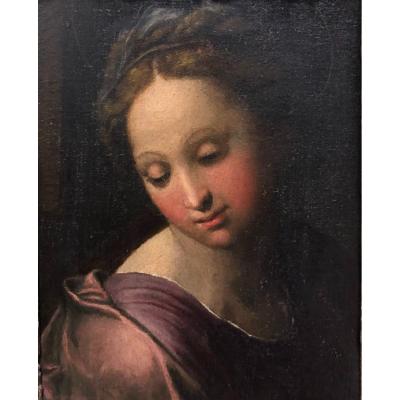 Peinture de la " Femme Noble " sur table de la fin du XVIe siècle.