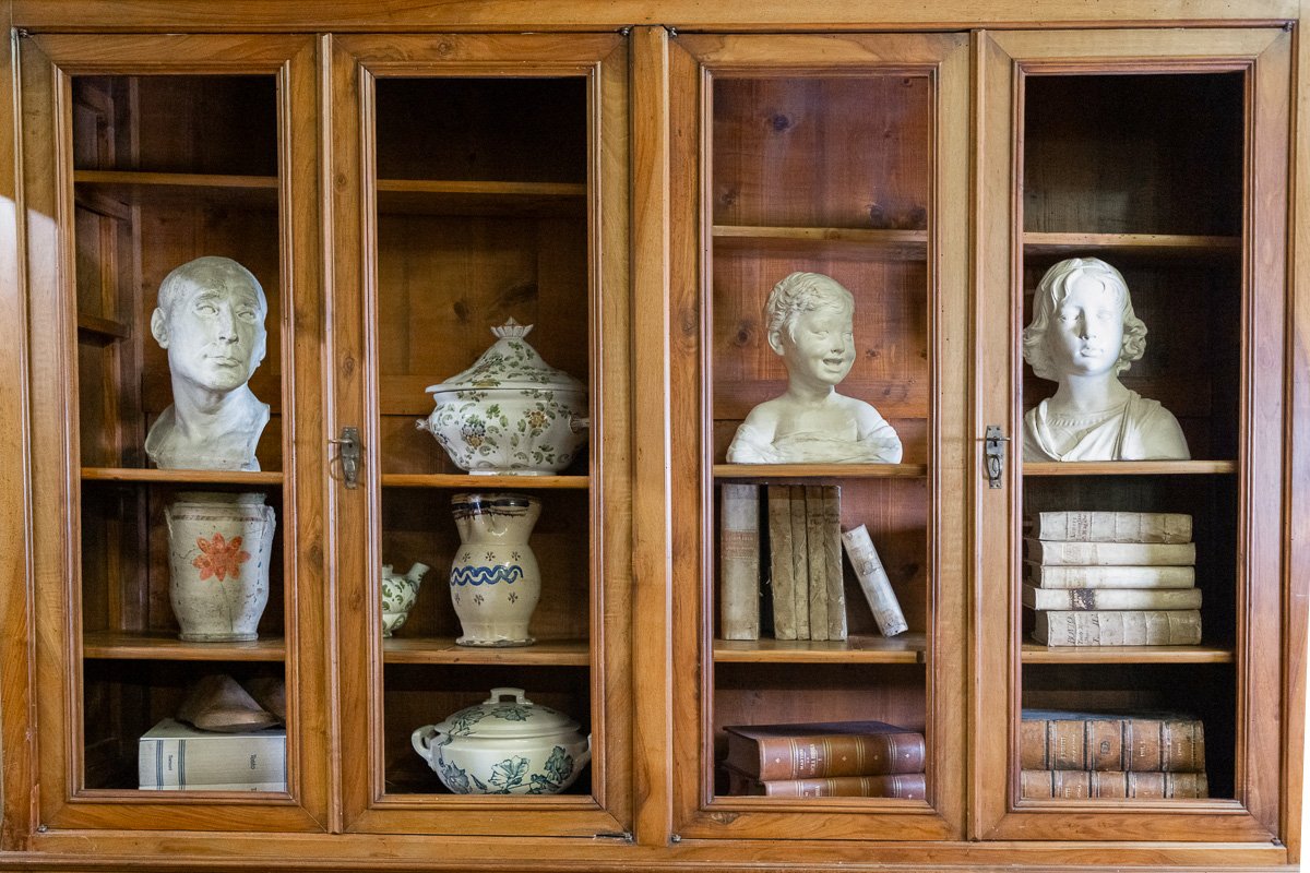 Libreria a doppio corpo in noce a patina bionda, otto porte – Toscana fine 1800-photo-3
