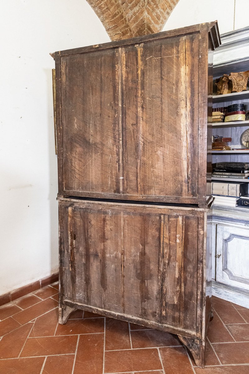 Vetrina Antica Gusto Impero in Noce con Vetri Soffiati Originali - Toscana '800-photo-5