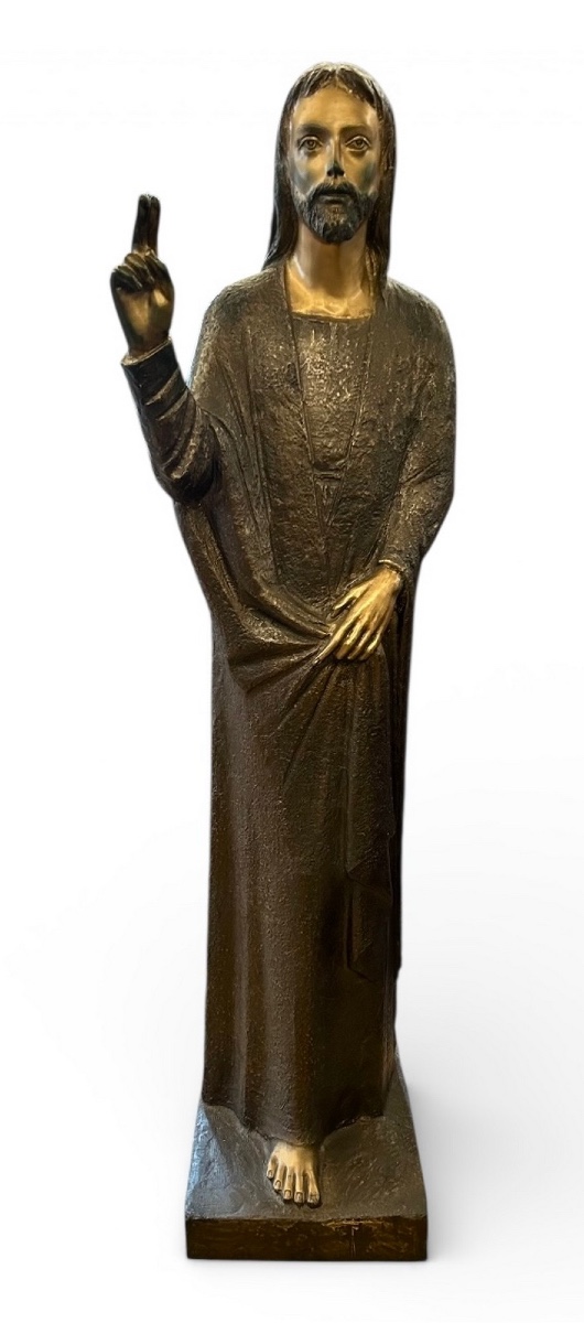 Cristo benedicente scultura in bronzo