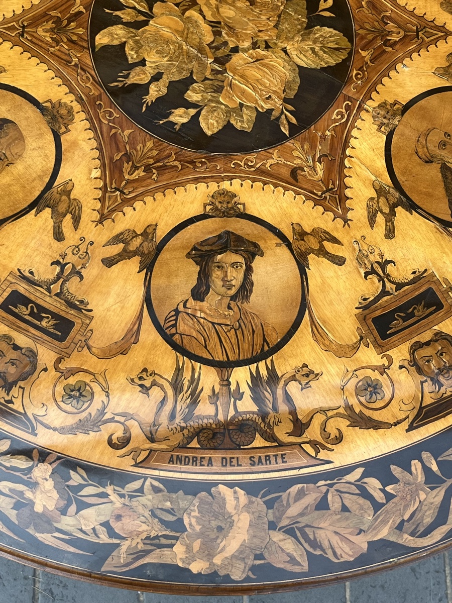 tavolo intarsiato secolo XIX-photo-4