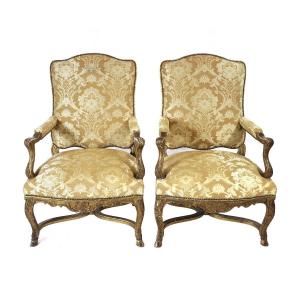  Paire de fauteuils en bois doré, Régence (1715-1723)