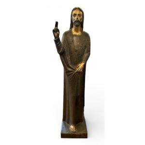 Cristo benedicente scultura in bronzo